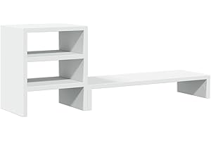 vidaXL Monitorständer, Schreibtischaufsatz mit Schreibtisch-Organizer, Unterbau Bildschirm Laptop Ständer, Tisch Erhöhung für PC Monitor Drucker, Weiß Holzwerkstoff