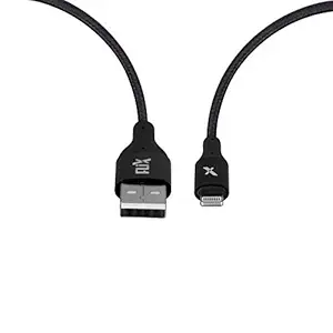 FLiX (Beetel) USB to Lightning Nylon Braided Data Sync & 2A Fast Charging Cable, Made in India, 480Mbps Data Sync, Super strong & Durable Nylon Cable, 1 Meter Long USB Cable (Black)(XCD-L103)