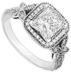 14K White Gold Princess Cut Diamond Engagement Ring 0.60 CT TDW