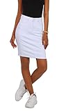 falda vaquera blanca mujer Falda lápiz corta superelástica muy cómoda en denim blanco