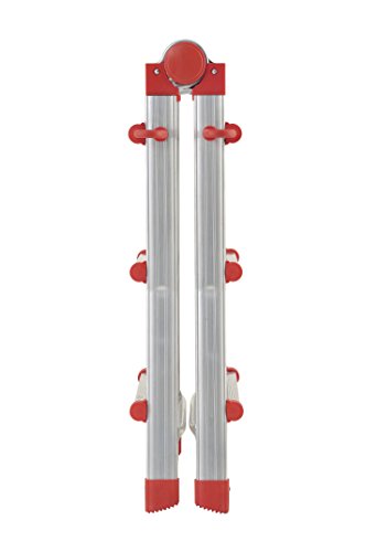 Hailo 7516-151 Alu-Multifunktions-Teleskopleiter MTL, 4×3 Sprossen – Verwendbar als Anlege- und Schiebeleiter, beidseitige Steh- und Treppenleiter - 4