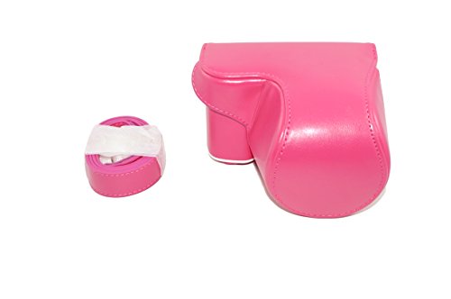MoreGift4U Schutz PU-Leder Kamera Tasche mit Stativ-Design-Kompatibel für Sony Alpha SLR A5000 Digitalkamera mit 16-50mm Objektiv + Schulter-Ansatz-Bügel-Gurt - Magenta MoreGift4U Schutz PU-Leder Kamera Tasche mit Stativ-Design-Kompatibel für Sony Alpha SLR A5000 Digitalkamera mit 16-50mm Objektiv + Schulter-Ansatz-Bügel-Gurt - Magenta