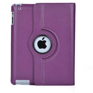 iPad 3 & 2 Schutz Hülle 360° +SchutzFolie + Stift Case Smart Cover Tasche (LILA)