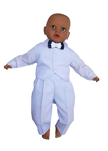 Taufanzug Baby Junge Kinder Kind Taufe Anzug Hochzeit Anzüge Festanzug, 4tlg , Weiß Größe 68 - 3