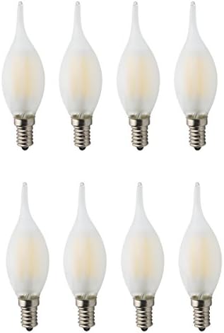8-Pack Dimmable AC 220V E14 LED Filament Vintage Light Bulb, 4W LED Frosted Candle Bulbs, 40W Incandescent Bulbs Replacement, SES Candle Light Bulb for Chandelier, Warm White