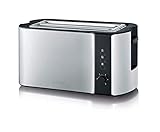 SEVERIN Automatik-Toaster, 2 Langschlitzkammern, Für bis zu 4 Brotscheiben, 1.400 W, AT 2590, Edelstahl/Schwarz