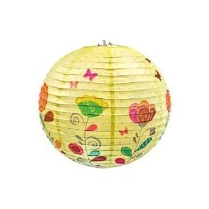 Papier- Laterne 'Blumenwiese', Lampenschirm aus Papier (40cm) ohne Elektrik