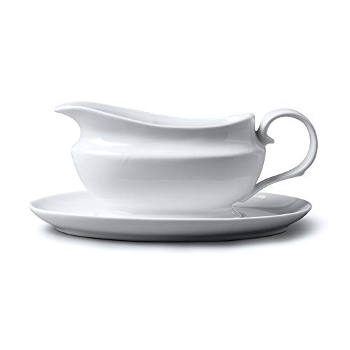 WM Bartleet & Sons 1750 T404 Salsera tradicional de porcelana, Blanco, 500ml with Stand