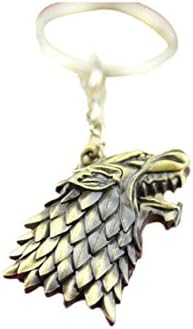 Gold Game of Thrones Keyring Key chain House Stark Wolf Winter is Coming