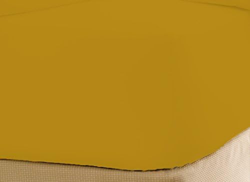 GMTEXTILE 100% Egyptian Cotton 200 TC King Fitted Sheet, MUSTARD (152 cm x 200 cm + 23 Deep)