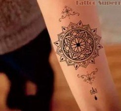 ARM TATTOO MANDALA TATTOO SCHWARZ FAKE TATTOO FLASH TATTOO C006 Wasserdicht - 3
