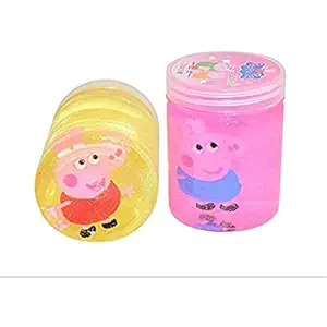 Paaroots Pack of 2 Designer Crystal Colorful Sparkling Glittery Slime Putty Mud Toy for Kids, Girls, Boys for Playing Birthday Presents (Peppa Piggi (Small))