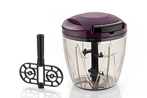 Amar Enterprise Multipurpose Handy & Compact Chopper, Cutter for Kitchen, Mixer Set for Kitchen, 6 S.S. Blades + Whisker (950 ML Container, Magenta) (Made in India)