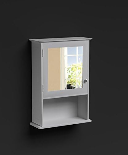 Bathroom Mirror Cabinet White 1 Door Storage Cupboard Over Sink Colonial Tong &amp; Groove