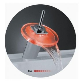 Preisvergleich Produktbild einzigen Handgriff LED chrom Wasserfall Waschbecken Wasserhahn