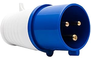 ExcInter 32A #023 240V 3Pin Blue Industrial Plug Sockets 2P+E Weatherproof IP44 Camping Caravan Industrial