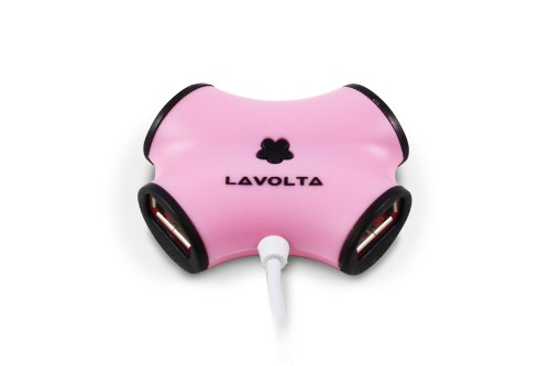 Lavolta USB Hub 2.0 [Koralle] Super Speed 4-Port für Apple MacBook, Windows Laptops und Ultrabooks, Tablet-PC USB Ladegerät für Smartphone, iPhone, iPad, Samsung, Lumia, Energien-Bank (Pink)