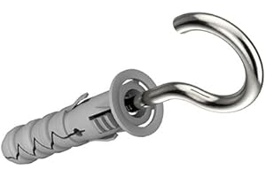 Keple Viti a gancio a forma di C con tasselli da parete M10 / 5.5x90mm viti a occhiello, ganci a C autofilettanti e fissaggi in nylon, tasselli ad espansione universali e ganci da parete (25 pcs)