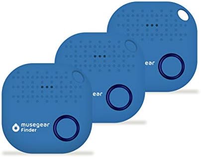musegear app key finder - light blue - 3 pack, NEW VERSION 2-3x louder - find keys, smartphone, remote control - Smartphone Bluetooth GPS coupling