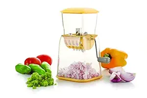 JOFIX Unbreakable Plastic Onion, Chilly, Mirchi, Dry Fruit Nuts & Vegetable Chopper Cutter with Stainless Steel Blade (Colour May Vary) Pack of 1 Pc