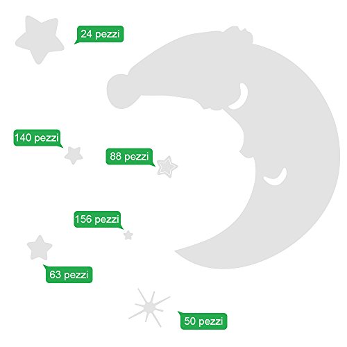 comprare on line Anpro Stelle fluorescenti e luna- 521 pezzi Adesivi da parete fluorescenti prezzo
