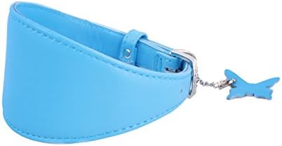 Collar Glamour Soft Padded Leather Collar for Whippet Lurcher Borzoi and Greyhound, 15-Inch, Blue