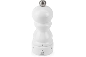 PEUGEOT - Paris u'Select 12 cm Salt Mill - 6 Predefined Salt Grinder Settings - Powdered Salt Innovation, Zirlion Mechanism - PEFC-Certified Wood - Made in France - Glossy White Finish