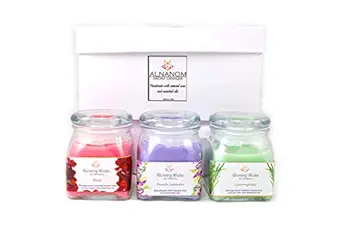 Glowing Wicks by Alnanom Scented Soy Wax Candles, 3 Square Jar with lid Gift Set, Jar, Premium Long Lasting Aromatherapy Candles for Valentines Day Wedding Birthday Holiday Party, Pack of 3