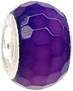 Amethyst Stone Charm / Bead - Slide On & Off Bracelet Bead Charms - Fit Pandora Charms Bracelet