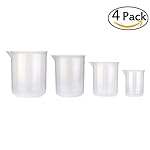ULTNICE Set of 4 Measuring Cup Labs Plastic Graduated Beakers 50ml 150ml 250ml 500ml (Transparent)