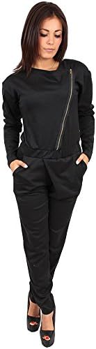 Talya Women's Casual Elegant Long Sleeve Long Legs Romper Jumpsuit Medium Black