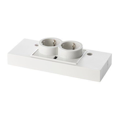 Preisvergleich Produktbild IKEA UTRUSTA Doppelsteckdose mit USB-Anschluss; in weiß