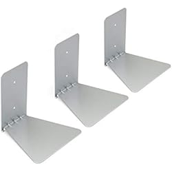 UMBRA Conceal Shelf x3 small. Lot de 3 petites Etagères invisibles Conceal, en métal argenté. Entièrement invisibles une fois chargées de livres. Dimension de chaque étagère 14x13.3x13.3cm