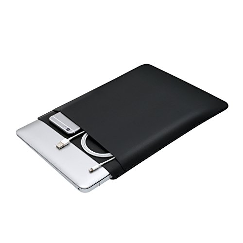 EooCoo Laptop-Tasche  Mikrofaser Lederh  lle Tasche f  r Macbook 12 Zoll - Black