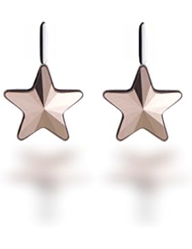 Ohrringe 925 Silber mit Swarovski Elements Stern Farbe Rosè Gold
