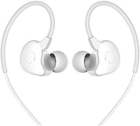 Qilian QS8 In-Ear Noise Isolating Sports Headphones with Mic Over Ear Earhooks Stereo In-ear Earbuds Sweatproof Earphones Wired Headphones Headsets Secure Fit for Running,Fitness,Jogging,Exercise,Yoga,Ergonomic Earpiece Mini Earbuds Universal 3.5mm Plug for iPhone,iPad,iPod,SamSung,Huawei,PC,Tablet,Mp3(White)