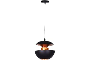 BEL AIR HOME - Lampa wisząca Bonn - Styl Vintage, Czarno-Złoty, Regulowana Wysokość - Idealna do Salonu, Jadalni, Baru, Metal, Czarny, 20 CM