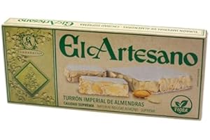 El Artesano - Turrón Imperial de Almendra Artesano 150g, Apto para Veganos, Turrón Duro con Ingredientes Naturales, Textura Crujiente y Sabor Auténtico, Perfecto para Compartir