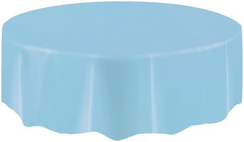 Baby Blue Plastic Round Tablecover (213cm Diameter)