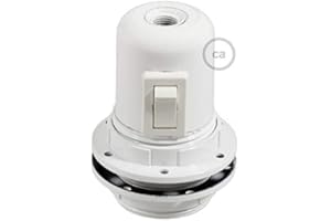 creative cables - Kit Douille E27 en bakelite avec écrou Double Bague pour Abat-Jour et Interrupteur - Blanc