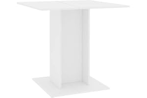 ‎VIDAXL vidaXL Esstisch Küchentisch Esszimmertisch Speisetisch Tisch Säulentisch Restaurant Esszimmer Küche Wohnzimmer Weiß 80x80x75cm Holzwerkstoff
