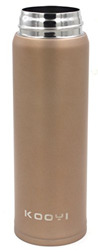 Kooyi Vakuum Isolierbecher aus Edelstahl, Kaffeebecher Reisebecher 450 ml, Koffee to go Becher, einhändig zu öffnen und Trinken, 100% auslaufsicher BPA frei (Golden) - 4