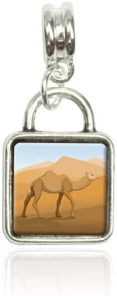 Camel Walking Through Desert Euro European Italian Style Bracelet Bead Sqr Charm