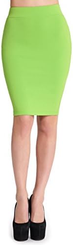 VOGMATE Women's Stretch Bodycon Midi Pencil Skirt High Waist Tube Office Skirt Applegreen XL