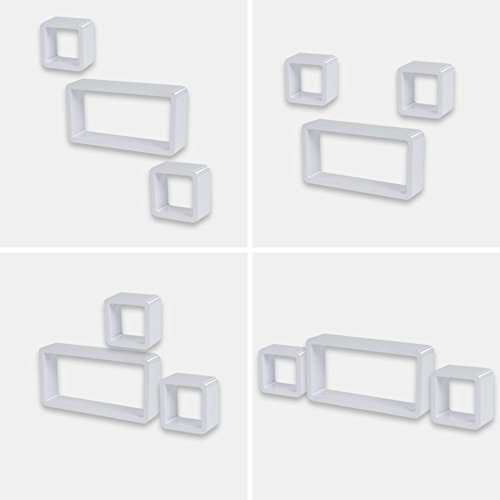 TecTake 3er Set Wandregal Hängeregal Bücherregal Cube Lounge CD Regal weiß - 3