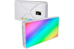 Andoer RGB LED Videoleuchte, Kamera Videolicht 2500K-9900K Dimmbare 24 Szeneffekte Videokonferenzleuchte mit Kaltem Schuhhalter für DSLR-Kamera, Eingebaute Batterie