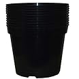 Muddy Hands Pack of 10 Black Plastic Plant Pots Outdoor Garden Round Nursery Herb Flower Planters (5 Litre)