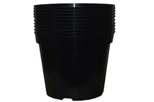 Muddy Hands Pack of 10 Black Plastic Plant Pots Outdoor Garden Round Nursery Herb Flower Planters (5 Litre)