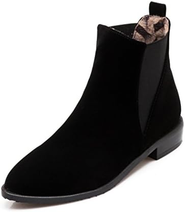 ZQ@QXChristmas gift Europe and the Korean color pointed boots with oversized shoes boots low Scrub,black,35