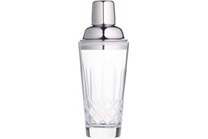 BAR CRAFT Barcraft Cut-Glass Cocktail Shaker con Filtro in Acciaio INOX, Vetro Acidato, 400 ml